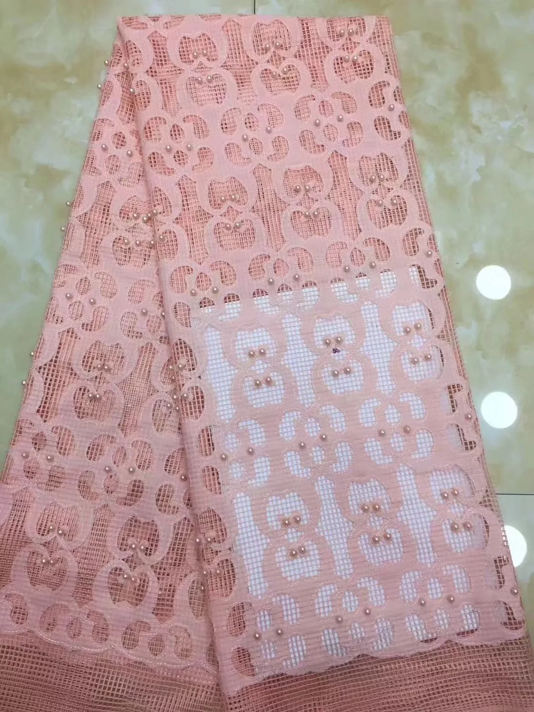 5 yards free ship by DHL High Quality African Lace Fabric New French Cord Pearls Nigerian Fabrics for Dress D86 | Дом и сад