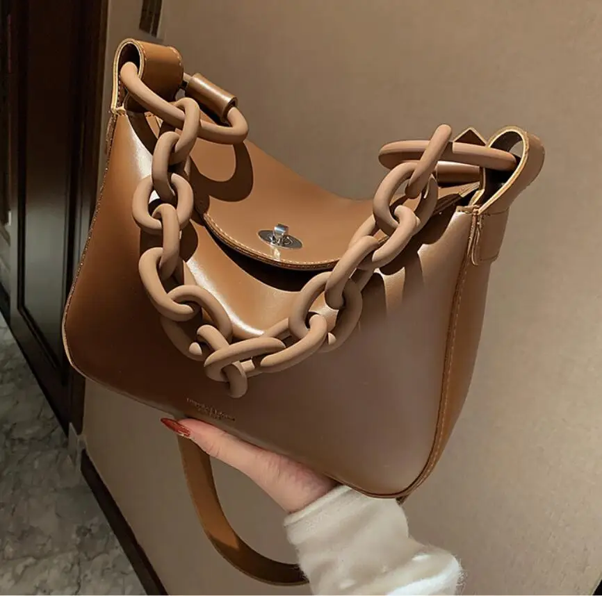 

Vintage Chain Armpit Bag 2021 Fashion New High-Quality PU Leather Women's Designer Handbag High Capacity Shoulder Messenger Bag