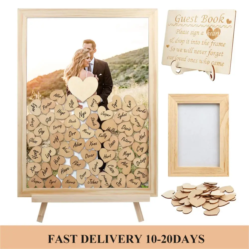 Индивидуальная рустикальная книга для свадебных гостей Подарочная коробка 3d