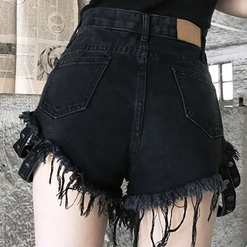 Популярные сексуальные летние женские широкие штаны с высокой талией заклепками