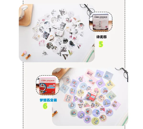 40 шт. набор основных креативных наклеек с рисунками японский стиль кот цветок