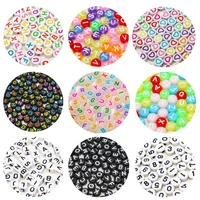100pcslot acrylic flat round square beads english letters love numbers scattered beads diy jewelry bracelet beads accessories