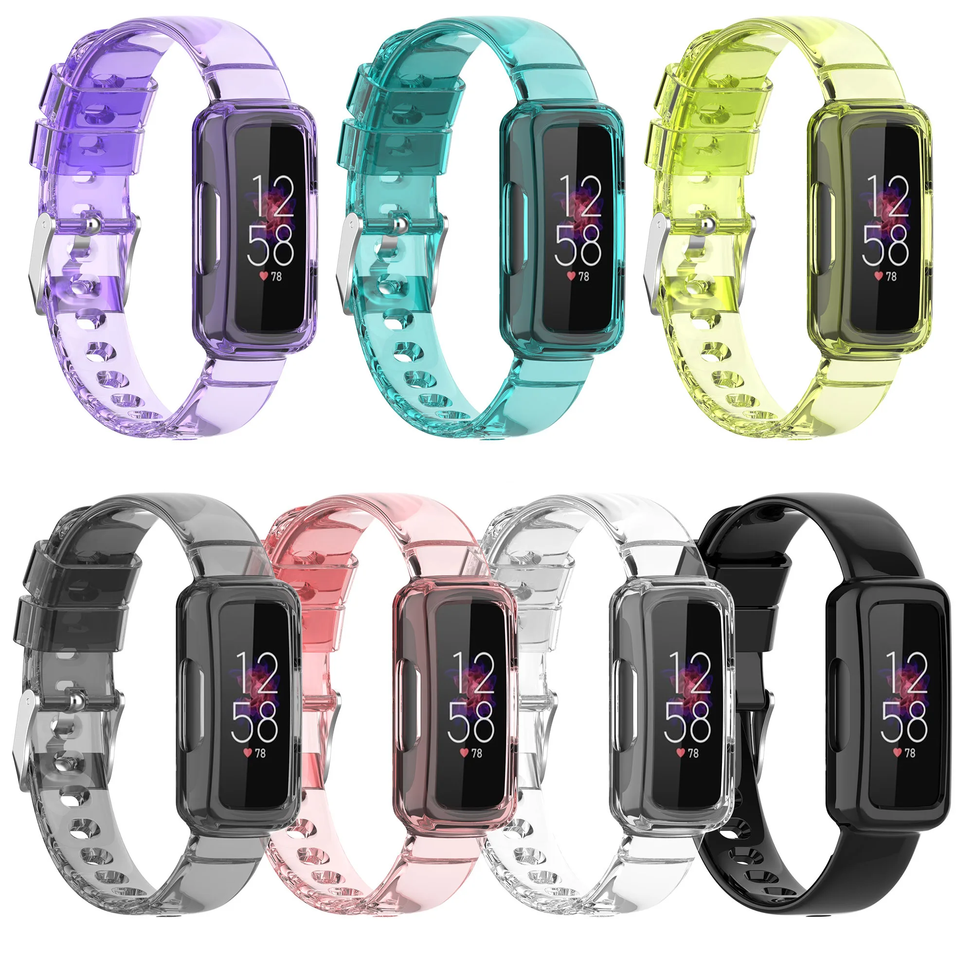 

TPU Soft Frame Transparent Wrist Strap Case For Fitbit Luxe/Inspire HR/Ace 2/3 inspire2 Ace3 Smart Band Wristband Bumper Cover