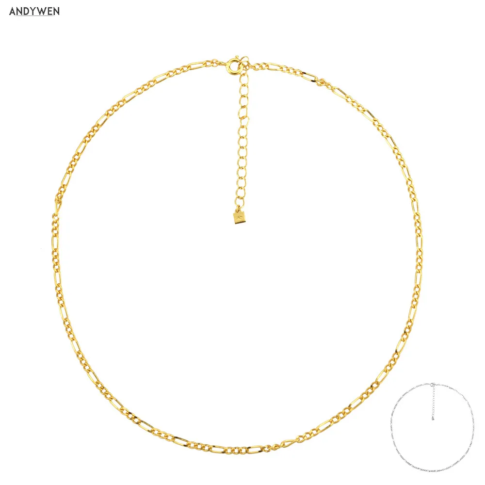

ANDYWEN 925 Sterling Silver Gold Locker Chain Choker Necklace New 2020 Long Line Jewels Rock Punk Fashion Luxury Fine Jewelry