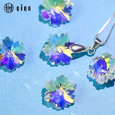 14 мм хрустальные бусины с одним отверстием снежинка кристалл AB стеклянные бусины для изготовления ювелирных изделий ожерелья серьги 28 шт./упак