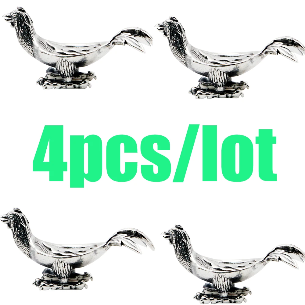 

4pcs/lot Cock Cigar Holder Portable Cigarette Travel Stander 925 Sterling Silver Mini Smoking Stand Tools Accessories For Cohiba