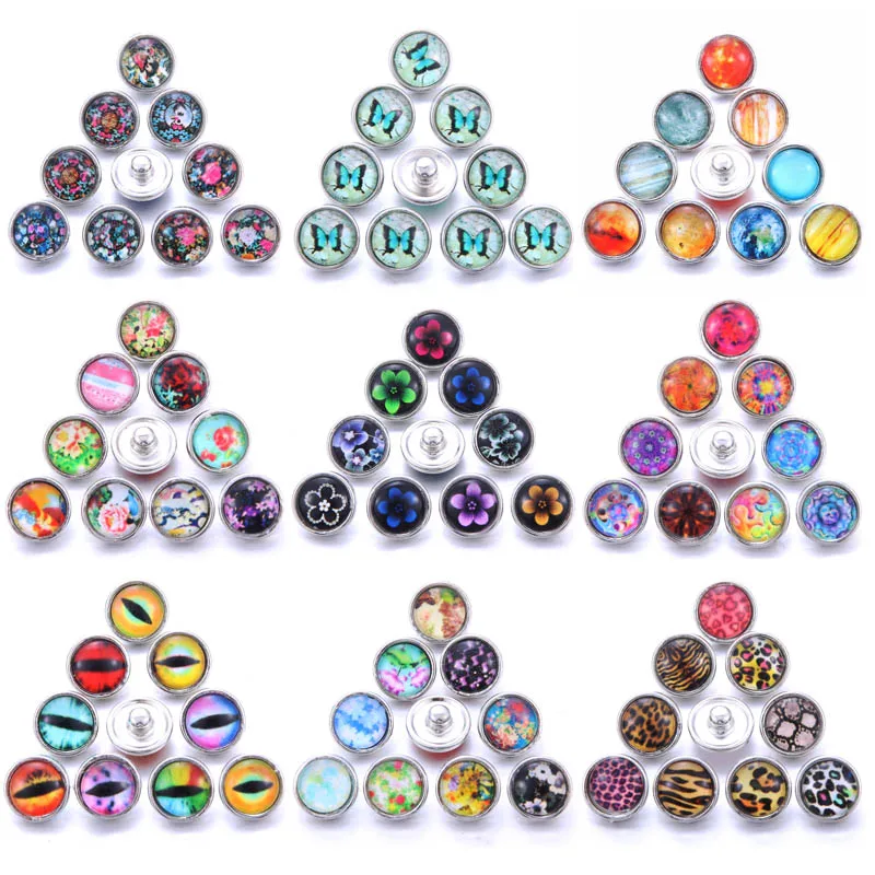10 шт./лот стекло для цветов 12 мм оснастка Кнопка ювелирные изделия подходит