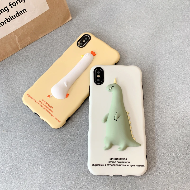 GlamPhone чехол стерео цыпленок динозавр чехол для телефона для iPhone11ProMAX X XS Max XR Мягкий силиконовый чехол для iPhone 7 8 6 6s Plus чехол