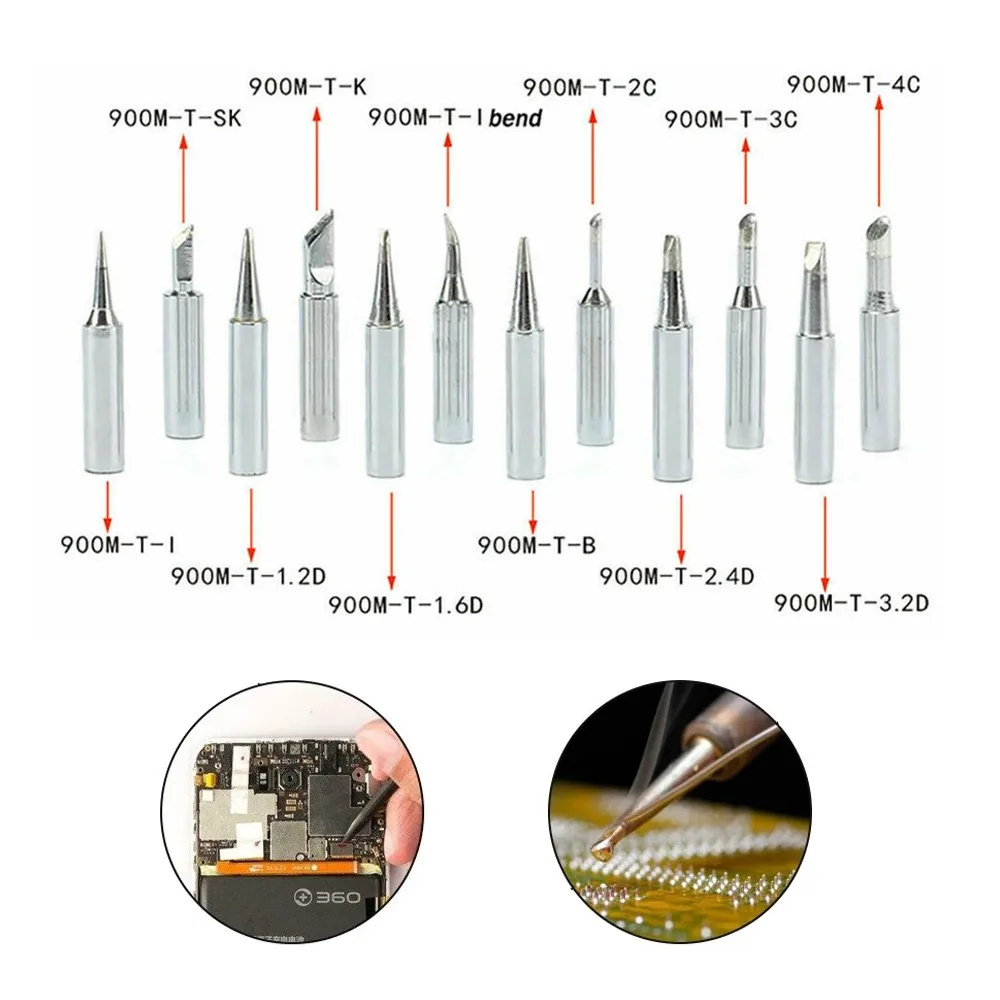 

5Pcs Copper Soldering Iron Tips 900M-T IS/I/B/K/SK/2.4D/3.2D/1C/2C/3C/4C Lead-Free Welding Tips Head Workshop Equipment Tools