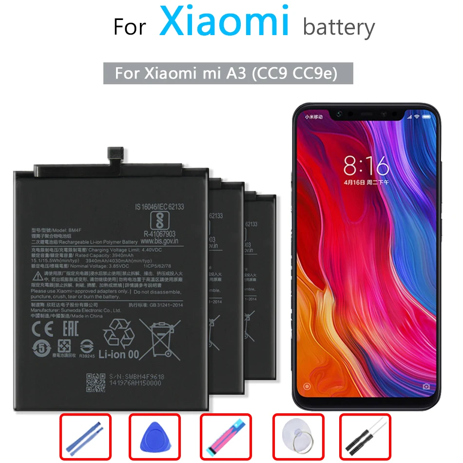 

4030mAh for Xiao Mi BM4F Mobile Phone Battery For Xiaomi Mi A3 CC9 CC9e CC9 e Bateria + Free tool