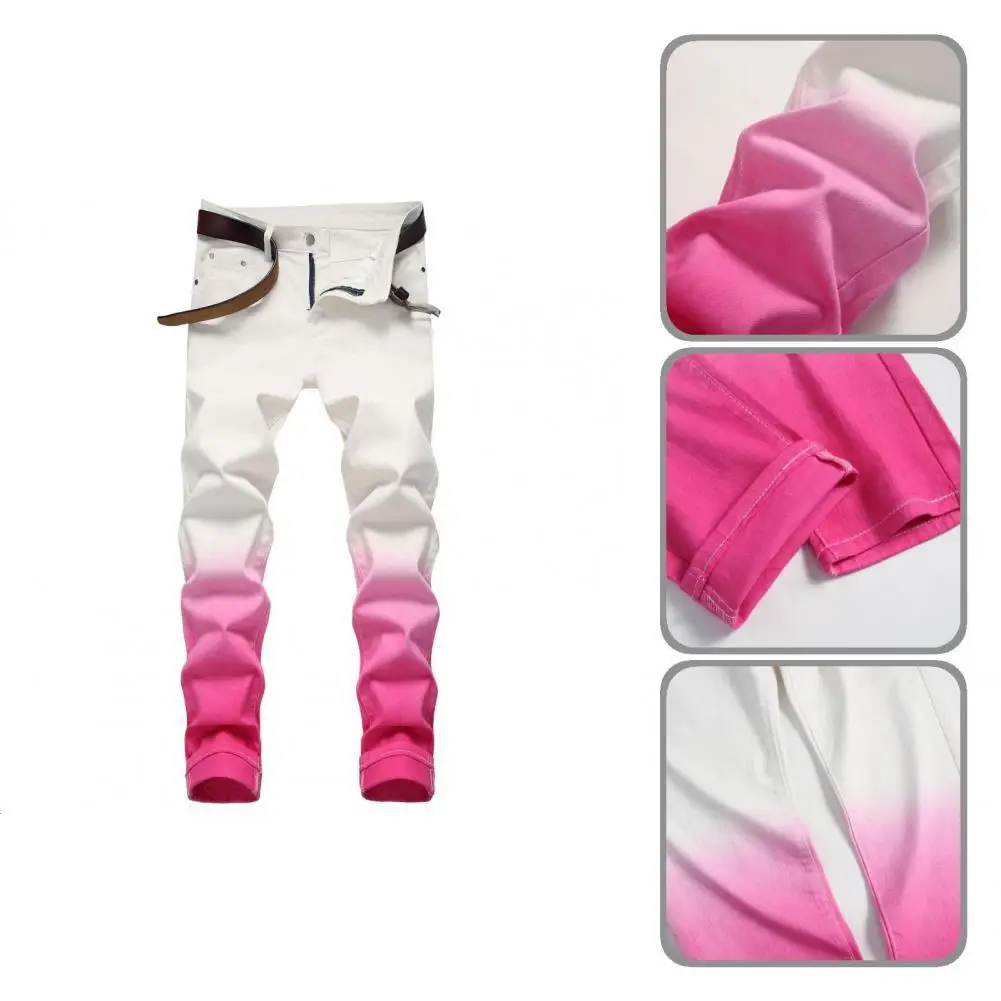 

Casual Cool Breathable Casual Individual Men Jeans Zipper Fly Men Trousers Pockets for Dating