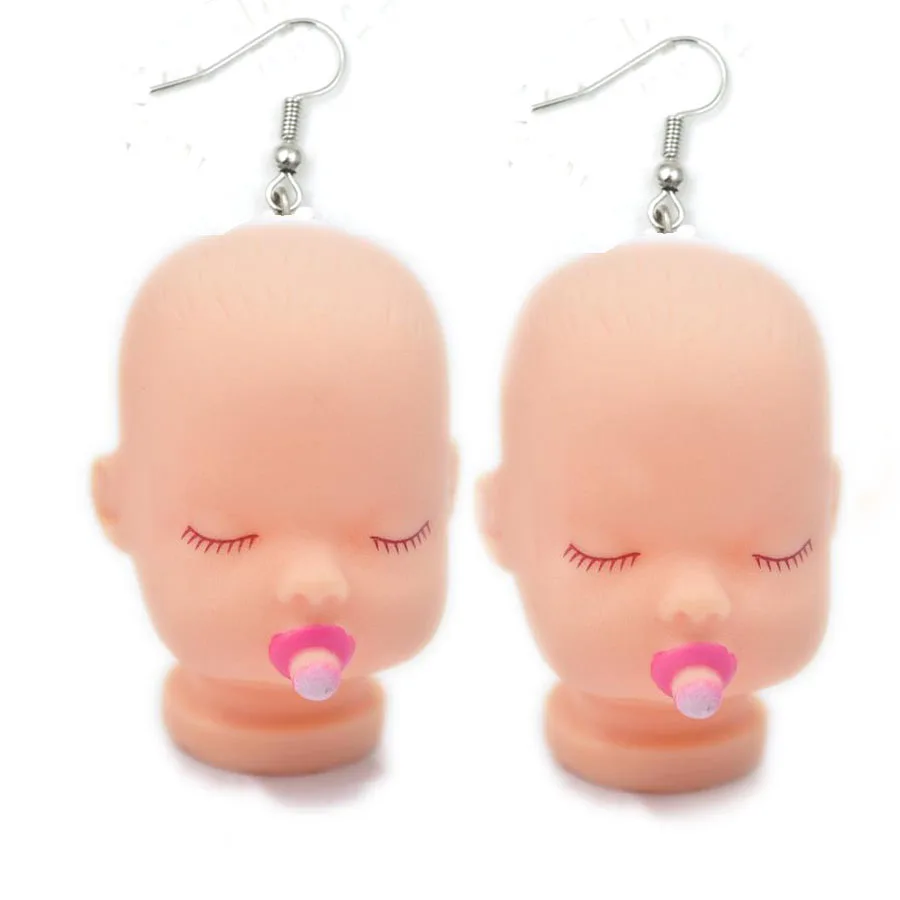 ER784 Kawaii жуткий ребенок кукольные серьги крюк милый есть соска ER784 - Окраска металла: ER784