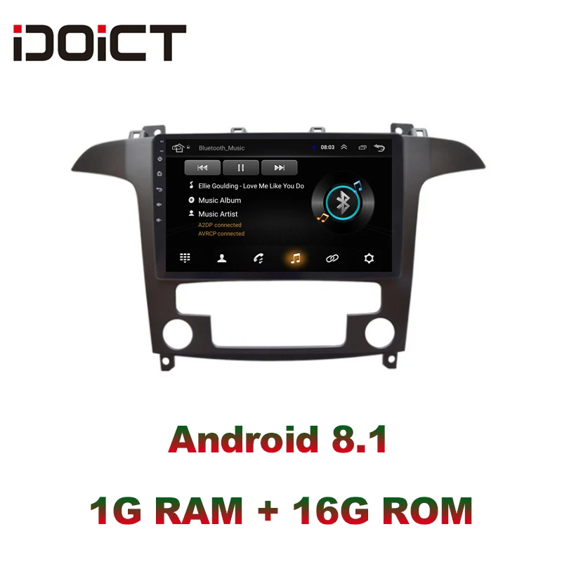 IDOICT Android 8.1 Car DVD Player GPS Navigation Multimedia For Ford S-Max Radio 2007 2008 car stereo bluetooth wifi | Автомобили и