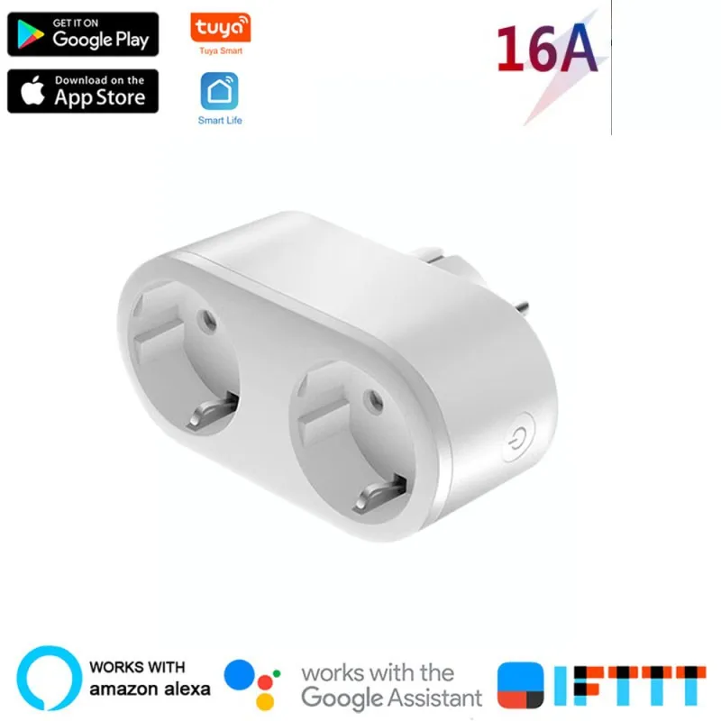 

Aubess 2 In 1 WiFi Smart Plug Outlet 16A EU Socket Tuya/Smart Life App Remote Control Home Appliance Work With Alexa Google Home