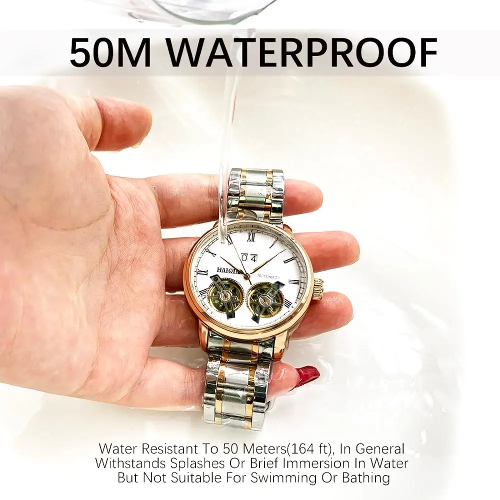 Часы наручные HAIQIN Мужские механические люксовые брендовые автоматические