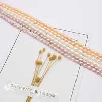36cm fine 100 natural freshwater rice shape purple orange pearl beads for women jewelry making bracelet necklace size 3 8 4 2mm