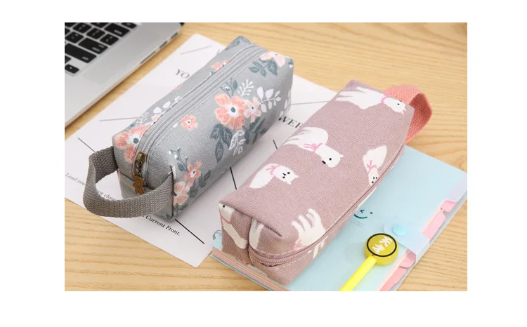 

New Cute Animal Canvas Pencil Case School Pencil Cases For Girl Stationery Canvas Pencil Bag School Supplies Gifts