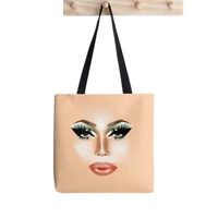 shopper drag queen face printed tote bag women interesting harajuku shopper handbag girl shoulder shopping bag lady canvas bag