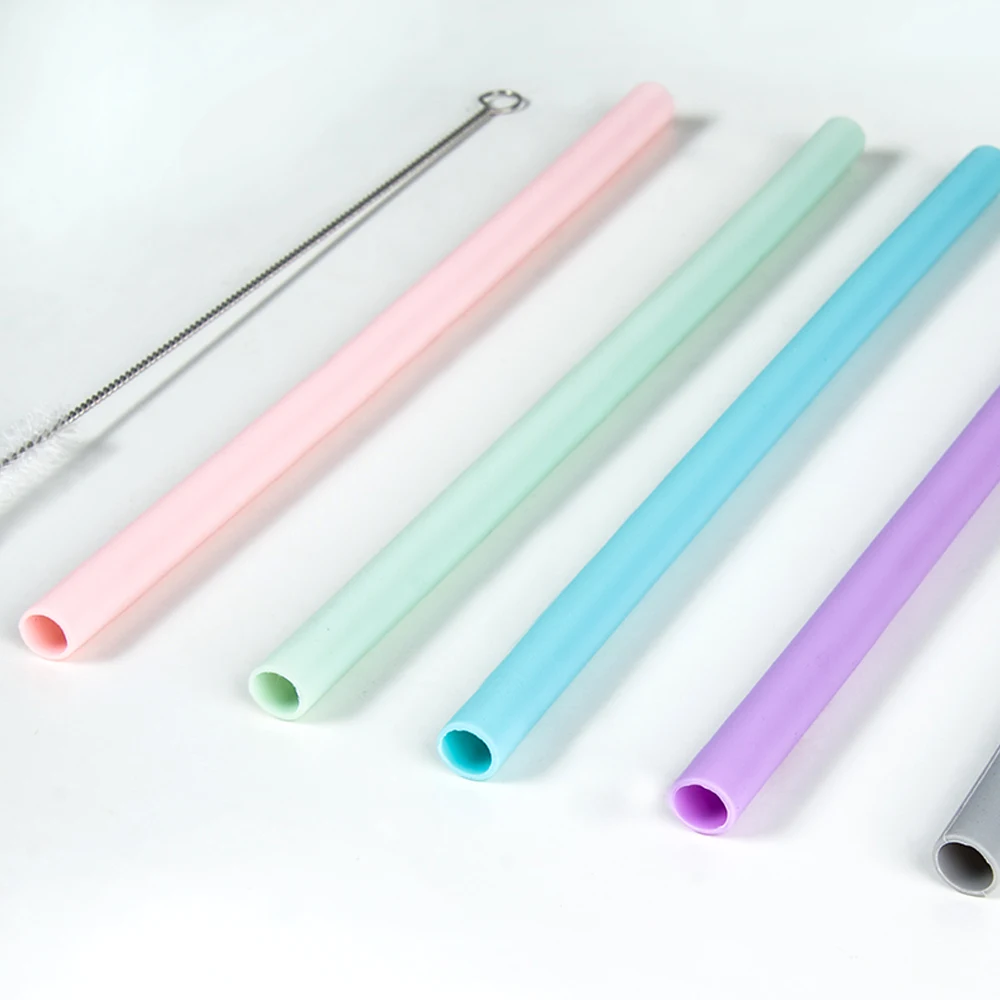 5 шт. многоразовые пищевые силиконовые соломинки смузи питьевые прямые/гнущиеся