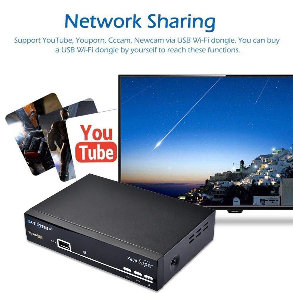 SATXTREM X800 супер ТВ-тюнер DVB S2 спутниковый декодер Clines Europe Cline для 1 года IP tv Receptor DVB-S2 Full HD Wifi приемник