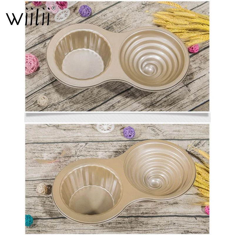 Wiilii 2 отверстия антипригарный гигантский кекс Пан 3D углеродистая сталь Jumbo