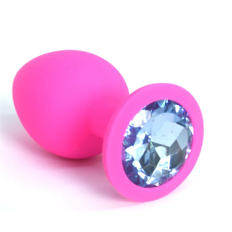 Medium Large Silicone Butt Plug with Crystal Jewelry Smooth Touch Anal No Vibration Sex Toys for Woman Men Gay | Красота и здоровье