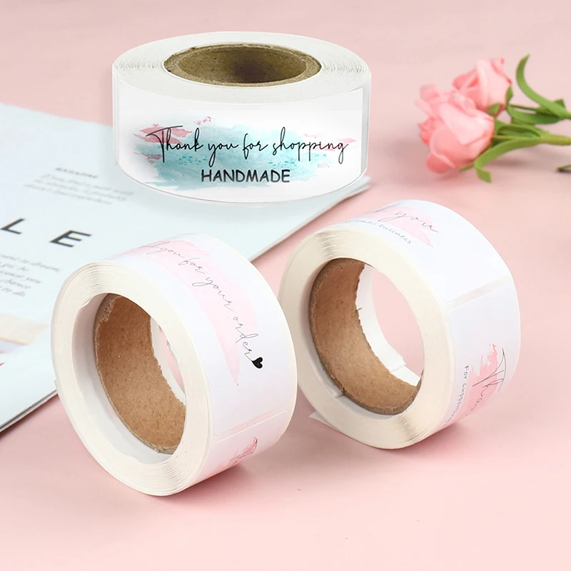 

Roll Pink "thank You For Your Order" Sticker For Supporting Your Business Package Decoration Labels Stationery Stickers