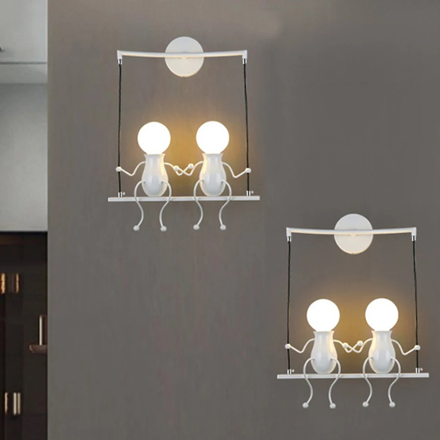 

E27 Nordic Personality Robot Background Wall Light Creative Cartoon LED Wall Lamp Kids Children Bedside Wall Lamps