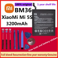 xiao mi 100 orginal bm36 3200mah battery for xiaomi mi 5s mi5s m5s bm36 high quality phone replacement batteries tools