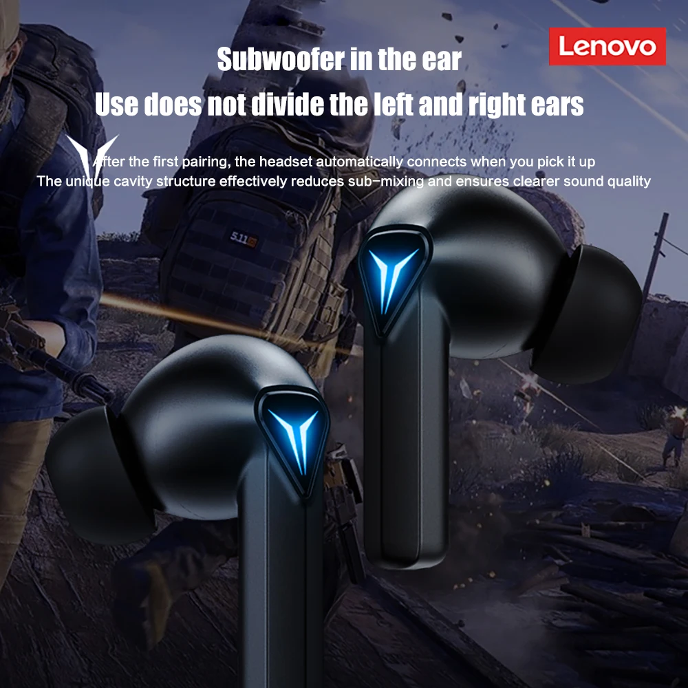 Игровые наушники Lenovo GM6 TWS Bluetooth 5 0 гарнитура с зарядным боксом Беспроводные