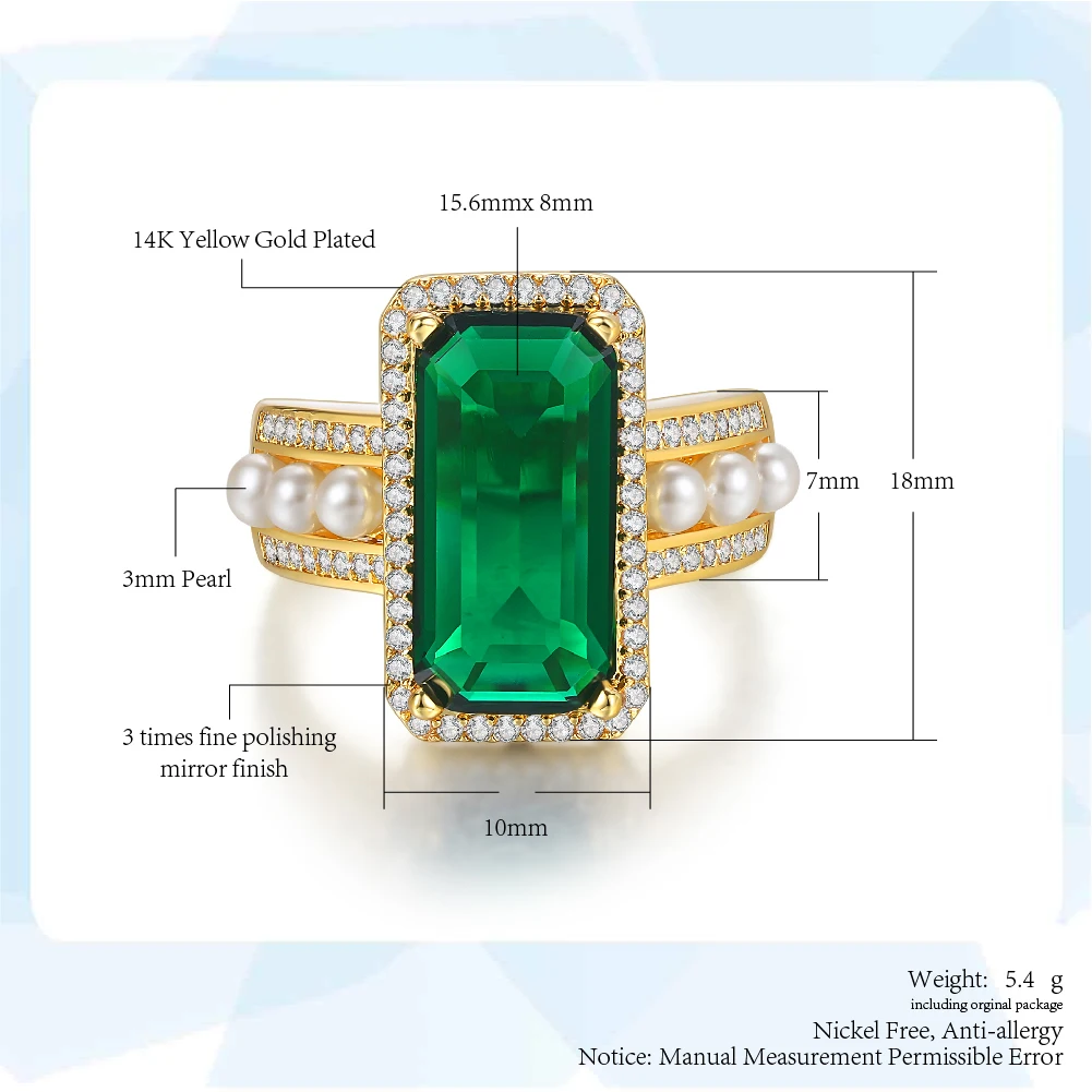 Модные новые кольца из желтого золота с искусственным жемчугом для женщин