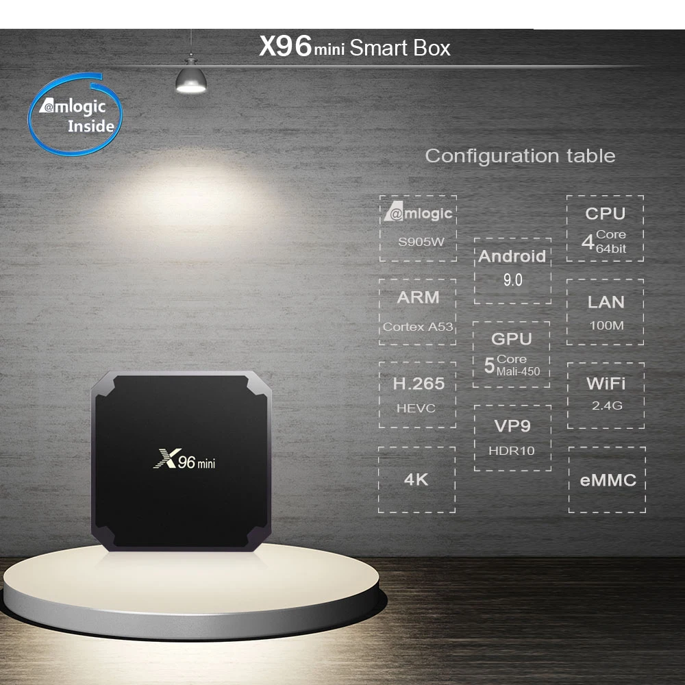 ТВ приставка X96 mini Android 9 0 Wi Fi 2 4 ГГц четырехъядерный процессор Amlogic S905W медиаплеер 4K