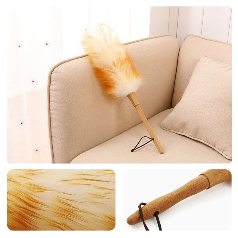 

Dust Wood Handle Hanging Rope UK Lambswool Feather Duster Cleaning Home Clean