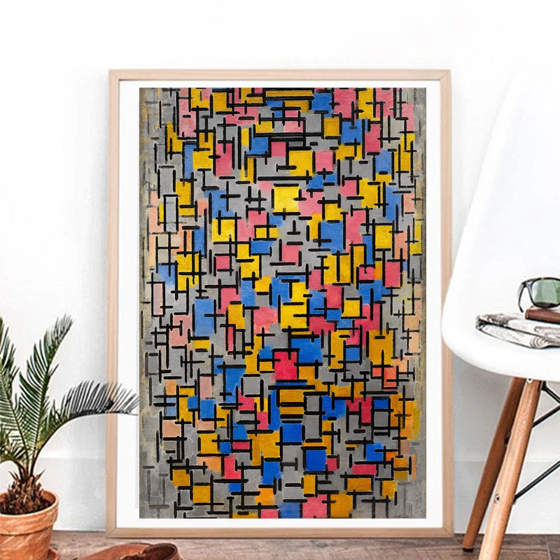 

Piet Cornelies Mondrian Composition Wallpaper Wall Art Canvas Posters Prints Painting Oil Wall Pictures Living Room Home Decor