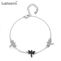 luoteemi crystal vintage dragonfly bracelet for women three insects pulseira fashion dress coat accessories cute jewelry gifts