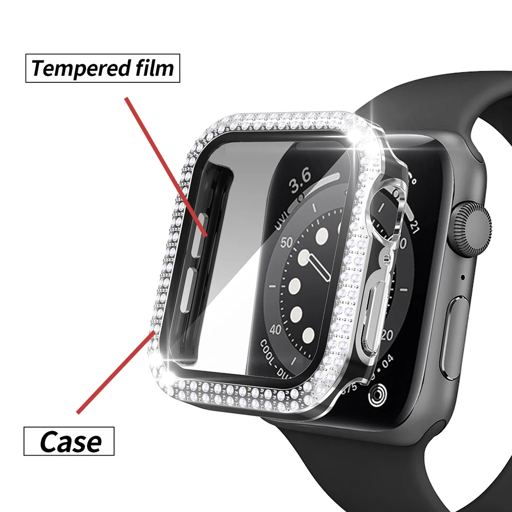 Бриллиантовый чехол для Apple Watch SE Series 6 5 4 3 40 мм 44 38 42 | Наручные часы