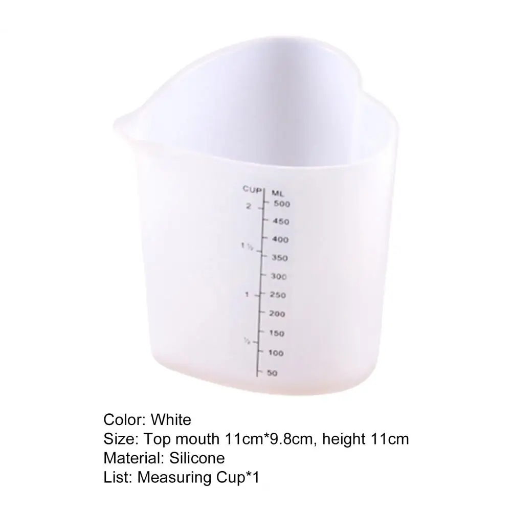 

500ml Silicone Measuring Cup Eco-friendly Heat Resistant Non-Stick Measuring Jug Pour Spout Without Handle for Home Kitchen