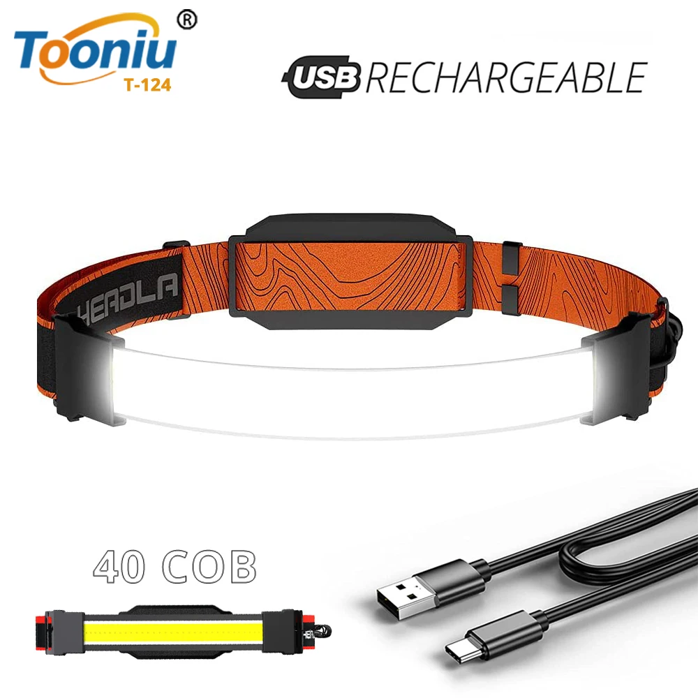 Сверхъяркий мощный налобный фонарь COB лампа с бусинами для рыбалки широкий