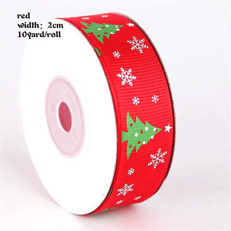 christmas tree red 10/25 ярдов/рулон 10 мм 25 мм 38 мм шелковые рождественские атласные ленты из полиэстера для рукоделия швейная лента материалы ручной работы подарочная упаковка - Цвет: christmas tree red