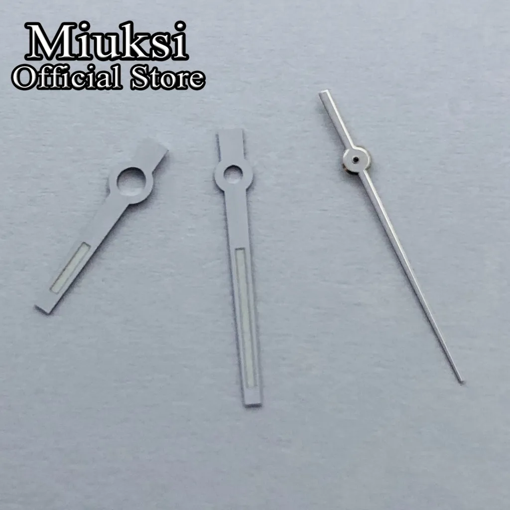 Miuksi серебряные часы руки зеленые светящиеся стрелки подходит для NH35 NH36 ETA 2824 2836