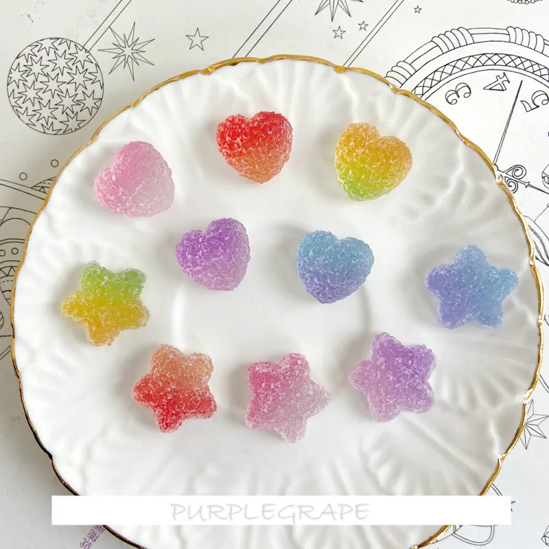 

10pcs Girl's Heart Cute Girl's Paper Sweet Fudge Color Lovely Five-Pointed Star Flat Resin Material DIY Ear Stud Earrings