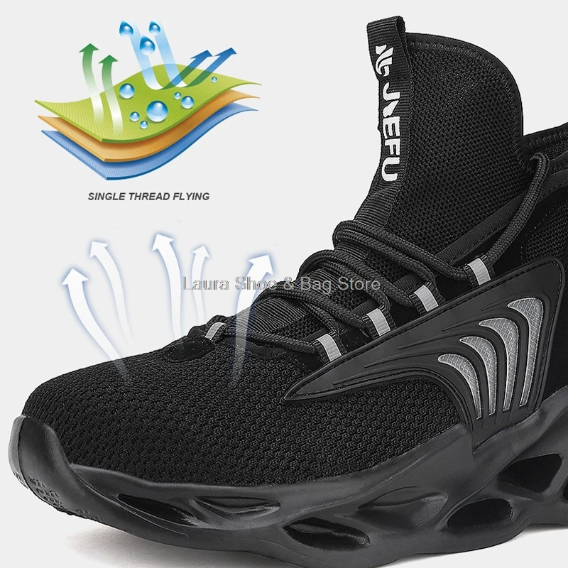 

New Fashion Work Sneakers Men Steel Toe Insulated Kevlar Midsole Punture-proof Safety Shoes Man Breathable Working Shoes 36-48