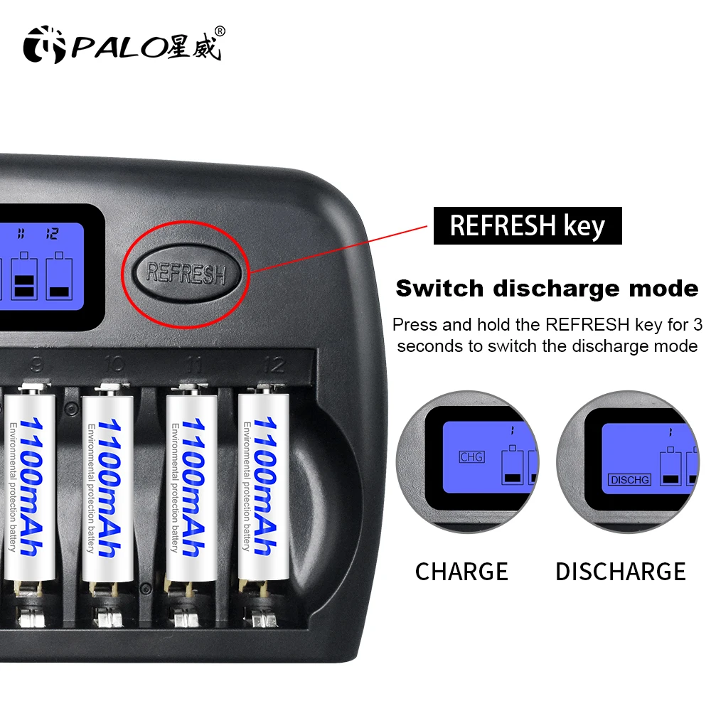 PALO 4-48 slots AA AAA battery charger smart fast chargers for 1.2V 2A/3A ni-mh ni mh rechargeable batteries | Электроника