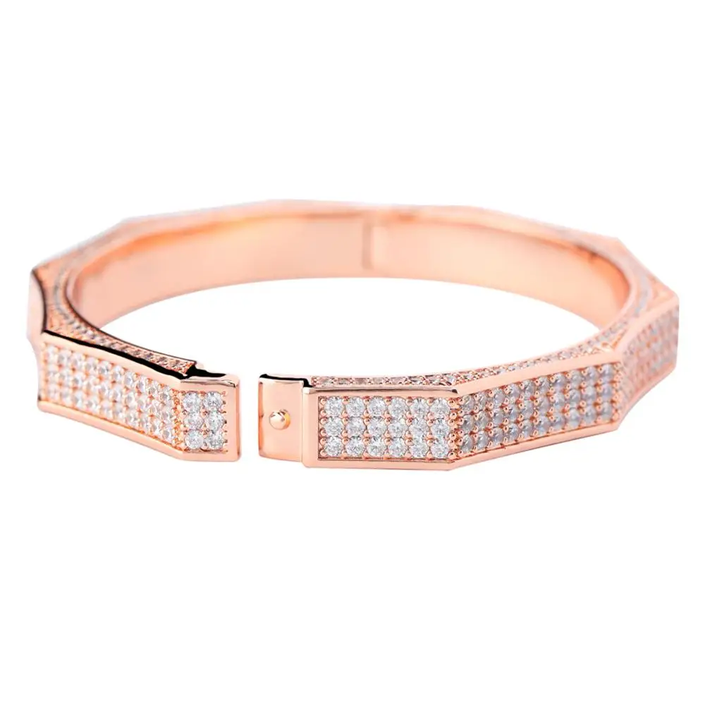 ROSE GOLD CUCY Хип Хоп мода многоугольный браслет золото/посеребренный Iced Out Micro Pave AAA CZ камень цветной браслет для мужчин и женщин - Окраска металла: ROSE GOLD
