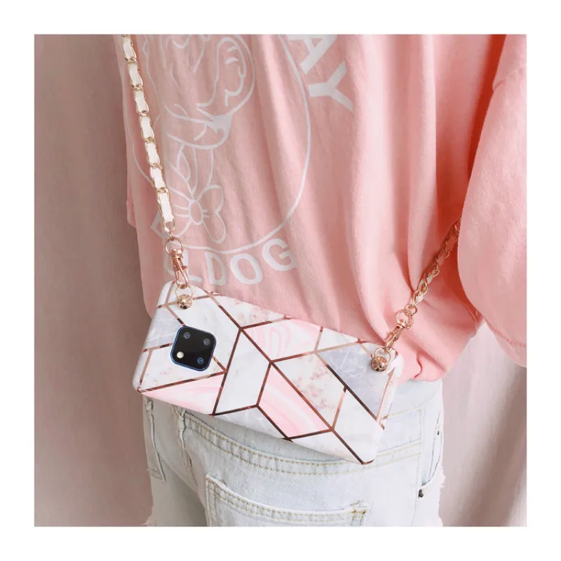 case with strap 4 Роскошная плакированная в виде ромбов с перекрестным ремешком чехол для телефона для samsung galaxy note10 Pro Чехол note10plus S9 S8 S10 плюс A40 A70 A50 A51 - Цвет: case with strap 4