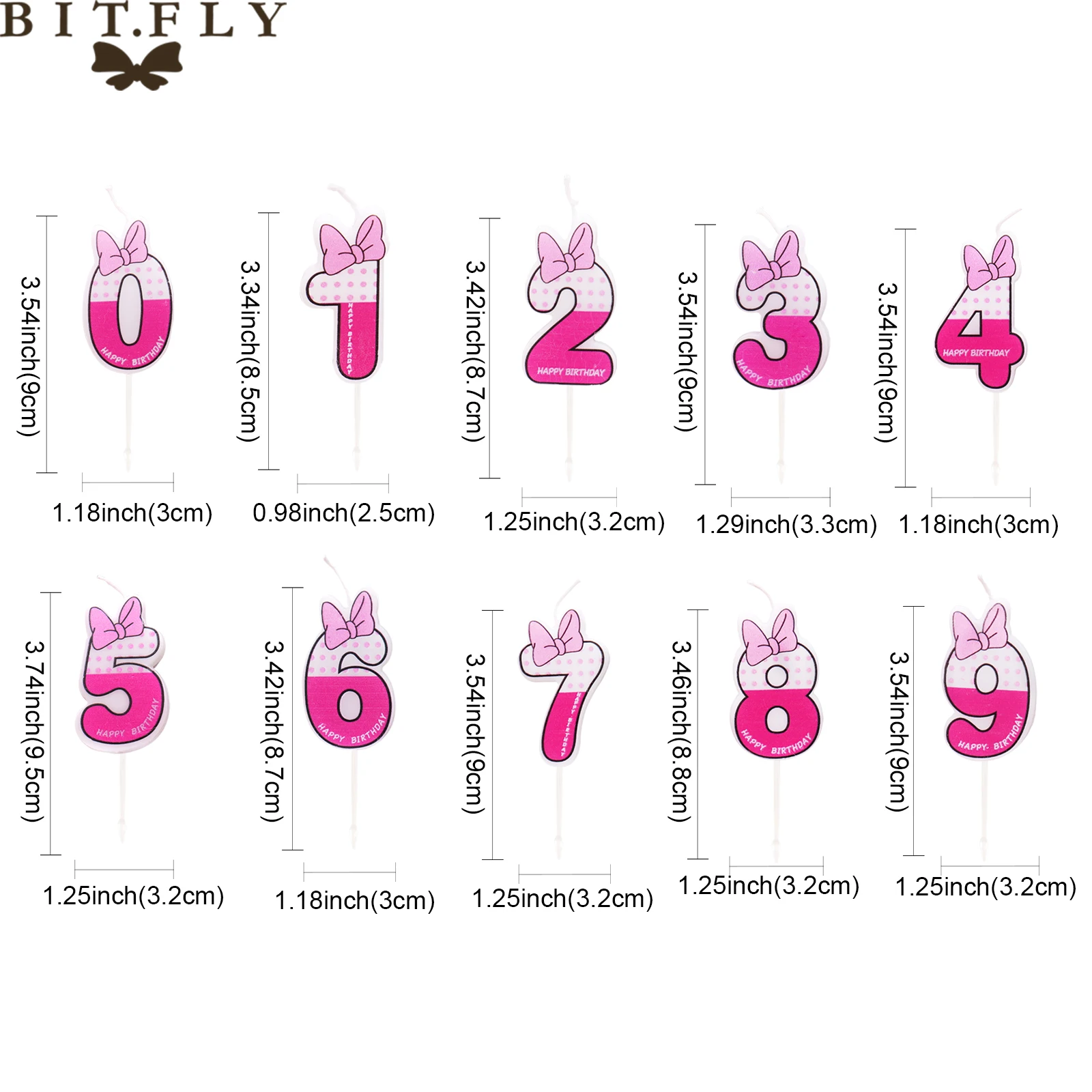 

Bow-Knot Number 0-9 Birthday Party Cake Decoration Candles Anniversary Valentine's Day Romantic Pink Number 520 Candles Supplies