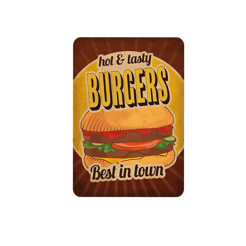 

Delicious Food Metal Sign Vintage Donuts Hamburger Tin Plate Retro Iron Painting Wall Decor For Kitchen Sitting And Dining Room