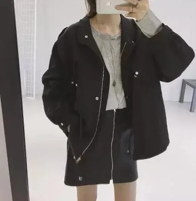 

2021 spring and autumn Korean loose cloak-style tooling jacket all-match casual jacket windbreaker women