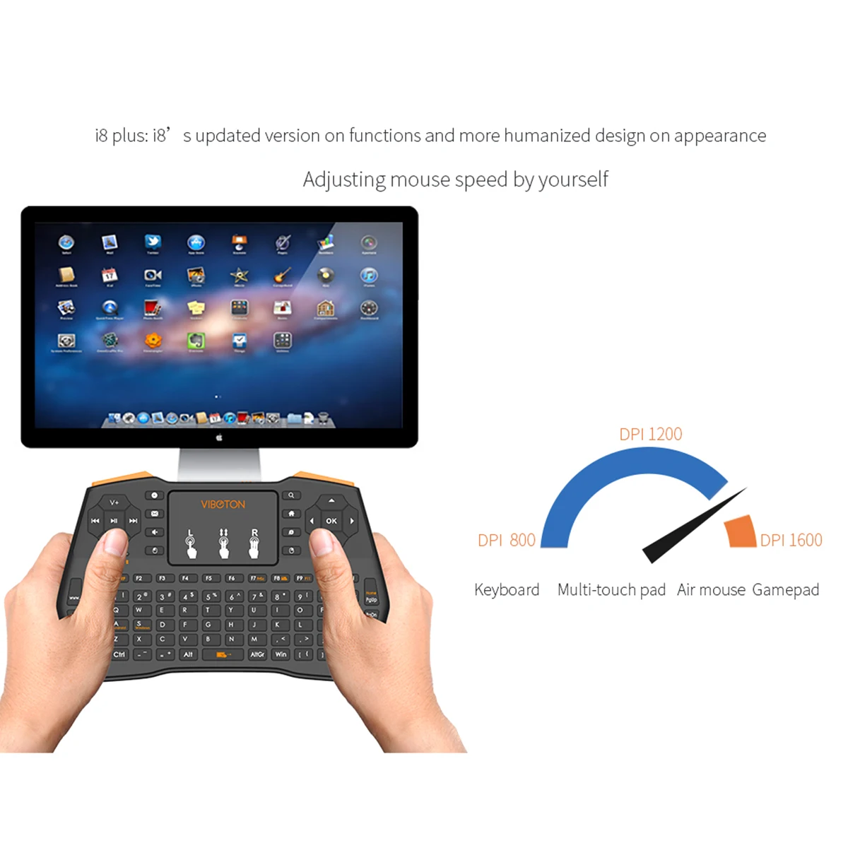 VIBOTON i8 Plus портативная беспроводная клавиатура без подсветки версия Updatd мини с
