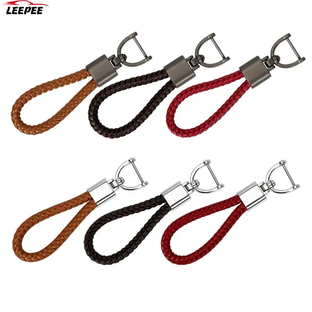 

Car Shape Keychain Hand Woven Car Key Holder Leather For BMW NISSAN VW Honda Kia Citroen Toyota Audi Mercedes